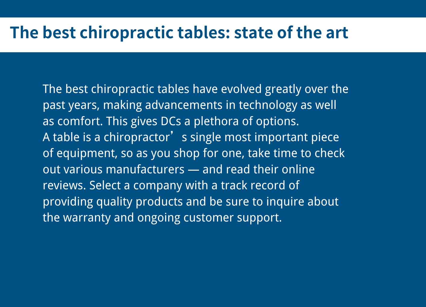 Chiropractic Table Buyers Guide