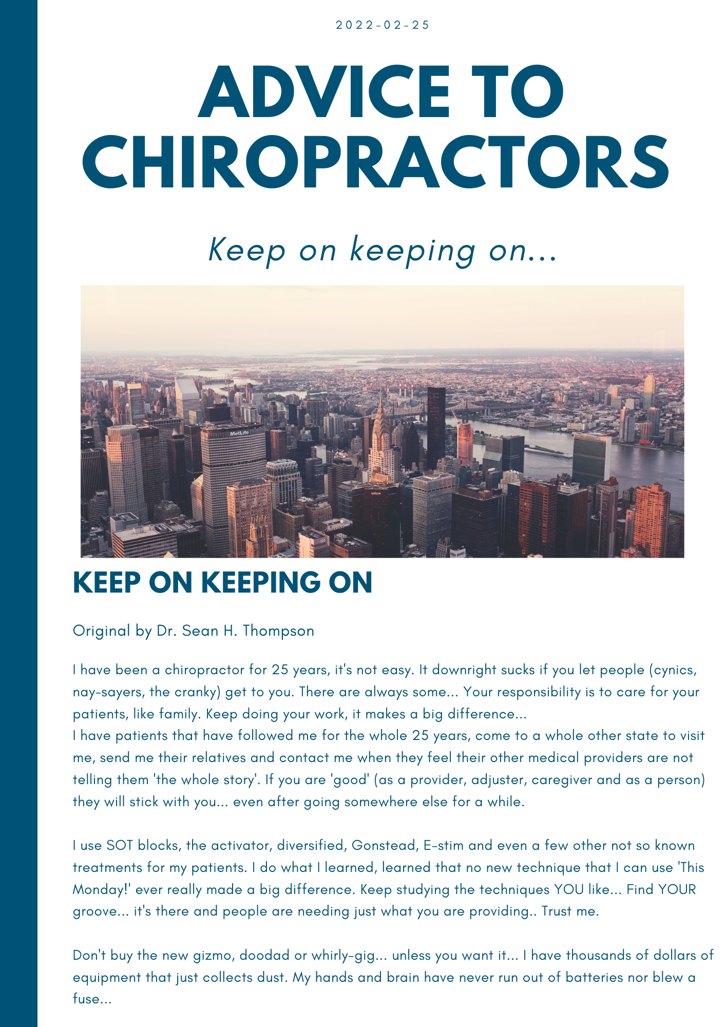 Advice to chiropractors
