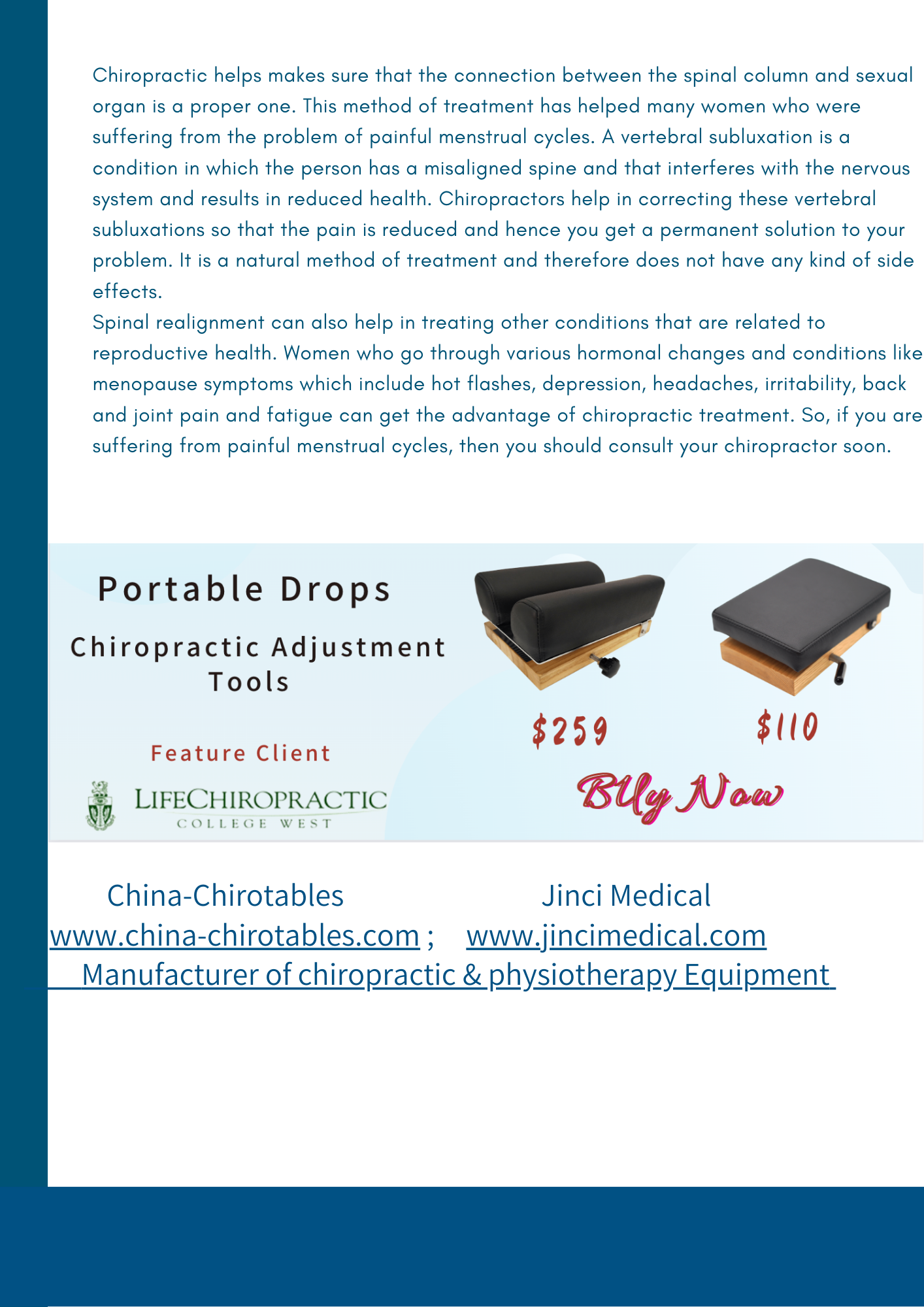 Chiropractic Helps Menstrual Pain